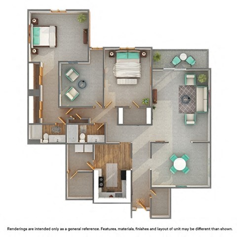 Floor plan for 3 beds, 2 baths, 1656 sqft